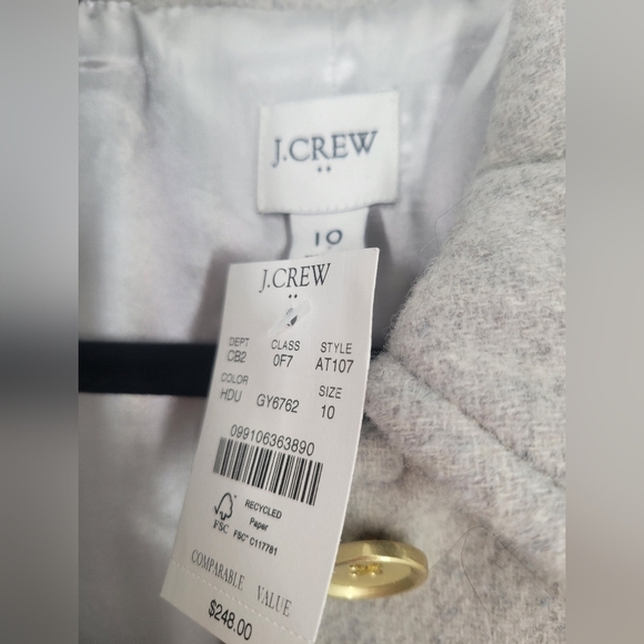 J CREW GRAY WOOL TRENCH COAT New Size 10 - Picture 3 of 7